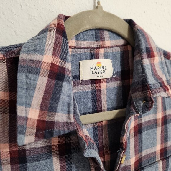 Marine Layer Plaid Button Down Shirt XS - Picture 2 of 6